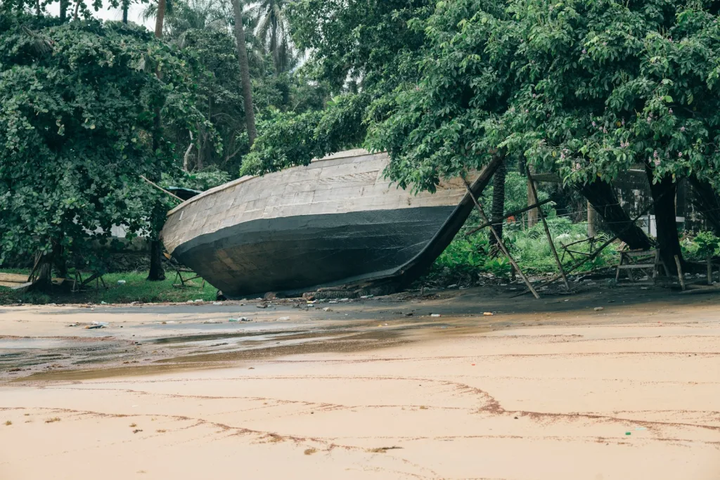 brown canoe on brown sand during daytime